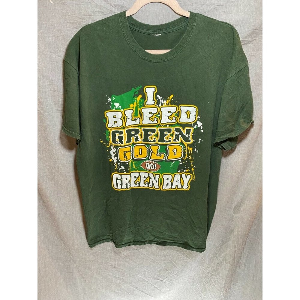 Green Bay Packers I Bleed Green And Gold Adult Extra Large Pullover T-Shirt Tee